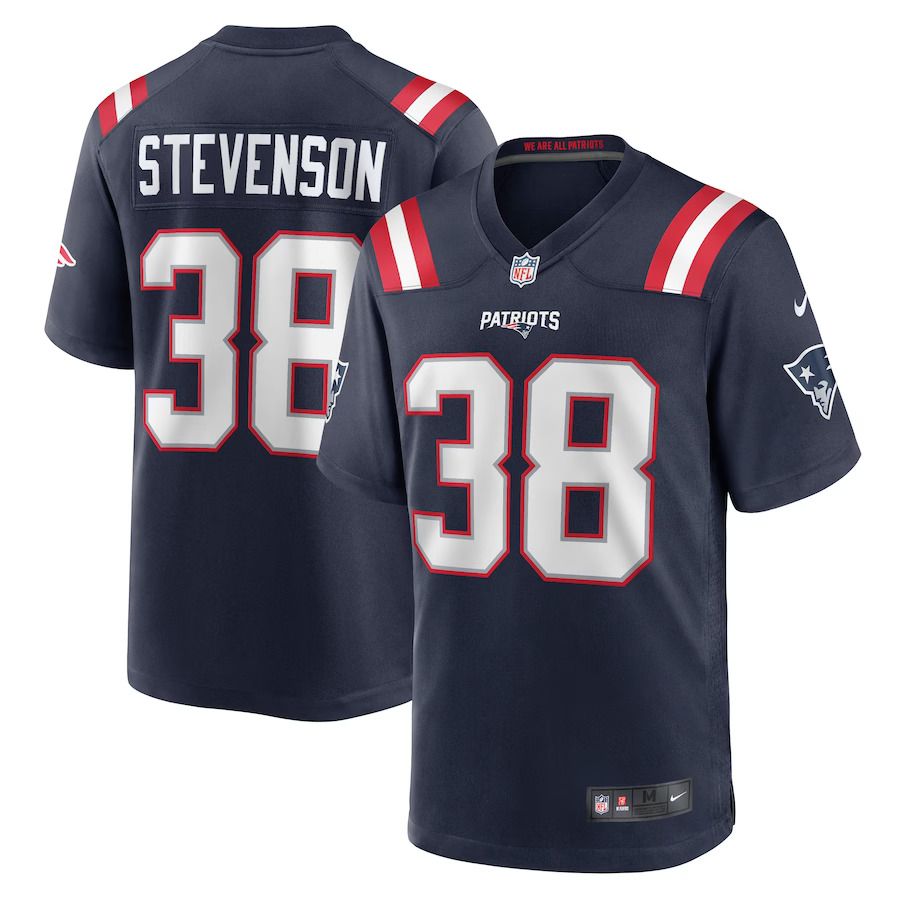 Men New England Patriots #38 Rhamondre Stevenson Nike Navy Game NFL Jersey